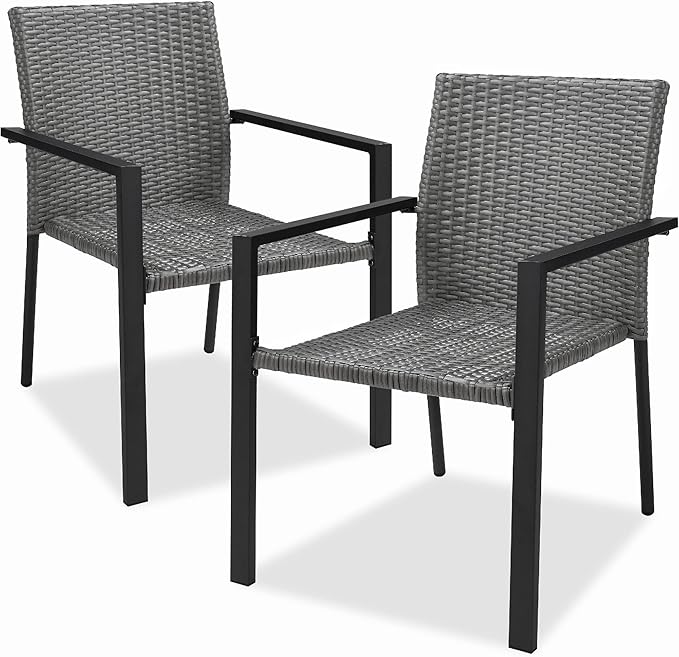 Best Choice Products Set of 2 Stackable Outdoor Wicker Dining Chairs by Unknown