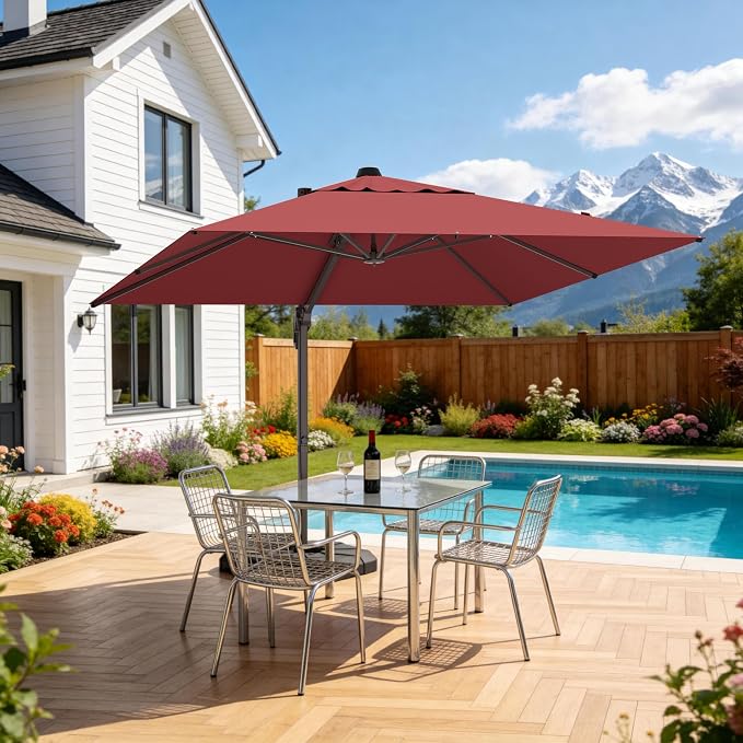 10' X 10' Patio Umbrella Cantilever Outdoor Rectangle Umbrella, Heavy Duty by ORYNTREX