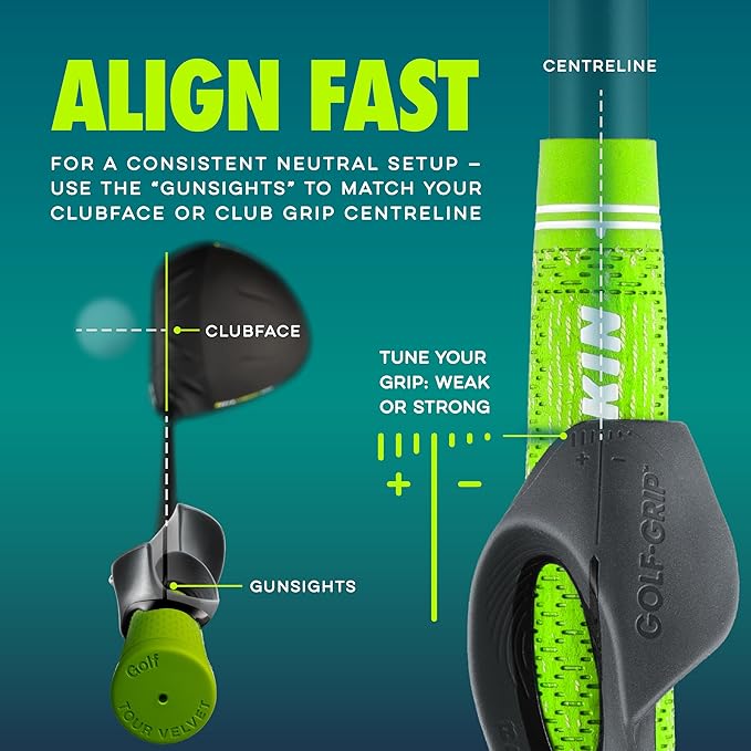 GOLF-GRIP™ Golf Grip Trainer for Left & Right-Handed Golfers – Snap-On Golf Training Aid for Proper Hand Position & Swing Technique – Hit Straighter, Longer Shots & Fix Slices or Hooks