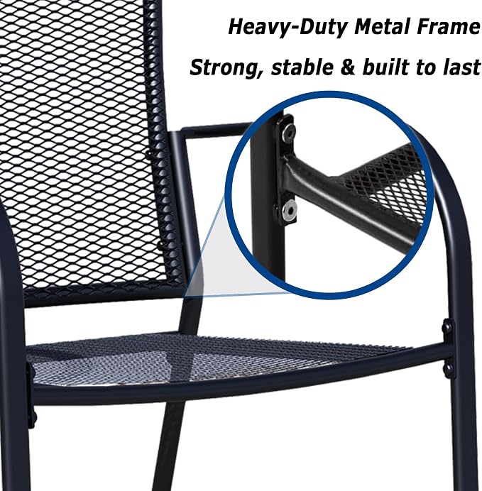 Patio Dining Chairs Set of 6, Metal Mesh Patio Furniture Set - Image 6