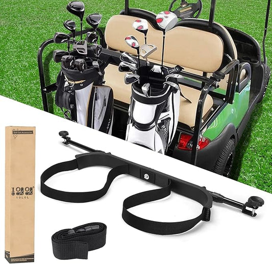 10L0L No Drilling Golf Cart Bag Holder, Universal Adjustable Rear Seat Bag Attachment for 2+2 Seater with 1” Square Metal Frame (Not for Plastic), Stainless Steel Bracket, Fits Yamaha,EZGO, Club Car