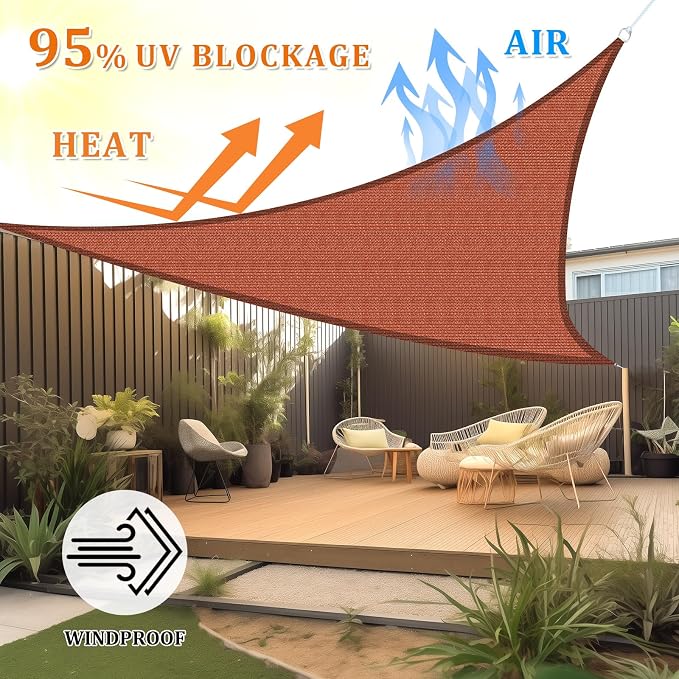 Shade&Beyond Custom Sun Shade Sail 12'x15'x19.2' Triangle Sun Sail Shades Patio - Image 2