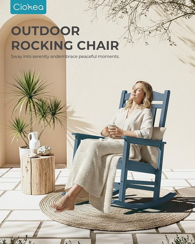 Oversized Outdoor Rocking Chairs Set of 8, 380lbs Heavy-Duty Large Patio Rocker - Image 7