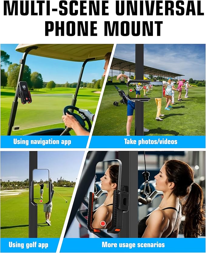 XEEP 2025 Magnetic Golf Cart Phone Holder 8pcs N52 Magnets, 360° Rotation, One-Touch Lock, Golf Phone Holder for Ezgo Club Car Yamaha, Golf Cart Cell Phone Holder for All 4.5-7" Smartphones
