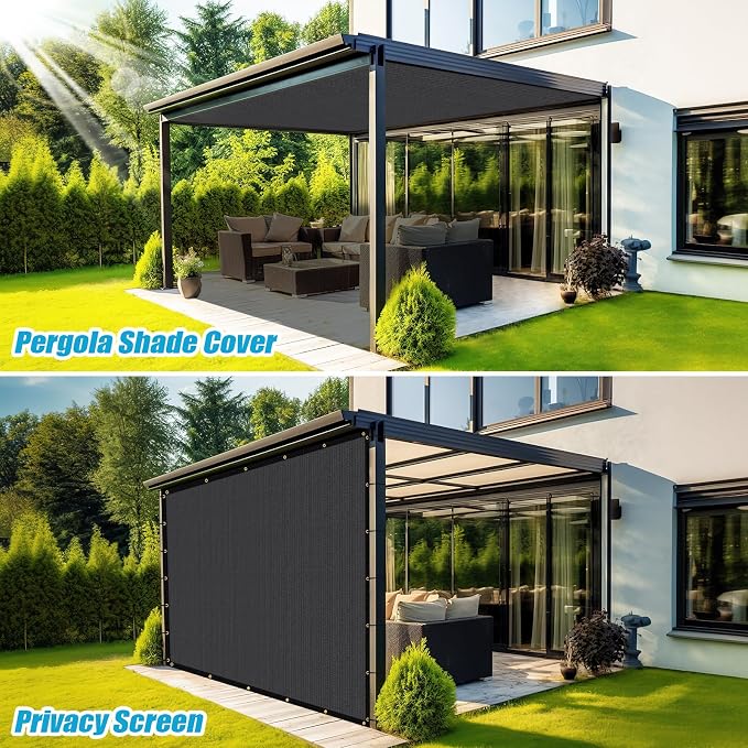 Amagenix 90% Pergola Shade Cover 12'X 22' Dark Gray Sun Shade Cloth - Image 4