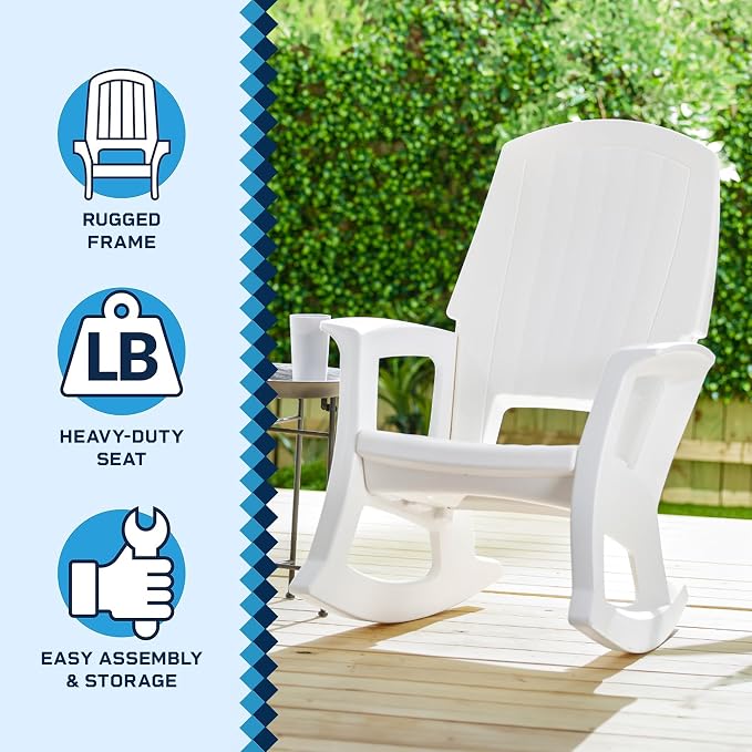 Rockaway Heavy Duty All Weather Rocking Chair, 2 Pack | Polyethylene Outdoor - Image 5