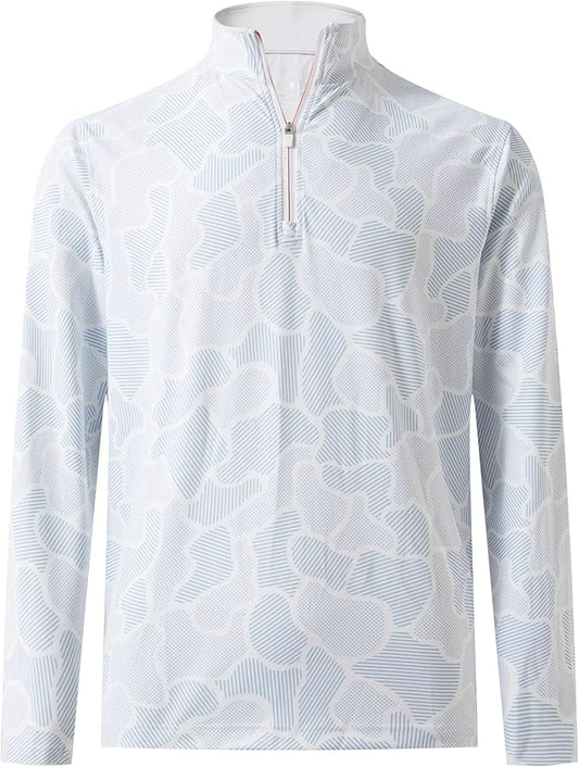 M MAELREG Quarter Zip Golf Pullover Men Dry Fit Long Sleeve Performance Wicking 1/4 Zip Full Print Pullover Mens Sweatshirt