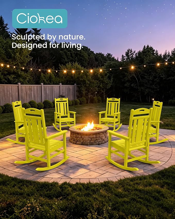 Oversized Outdoor Rocking Chairs Set of 3, 380lbs Heavy-Duty Large Patio Rocker - Image 9