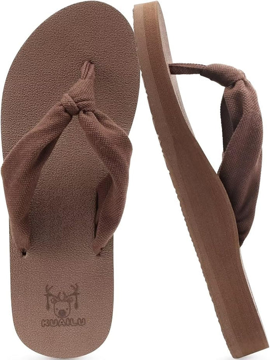 KuaiLu Flip Flops for Women with Arch Support Yoga Mat Comfortable Summer Beach Walking Thong Cushion Sandals Slip On Indoor Outdoor