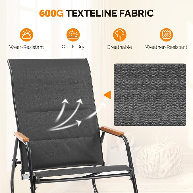 VINGLI Outdoor Rocking Chair, Textilene Mesh Patio Rocker, Heavy Duty 450 lbs - Image 5