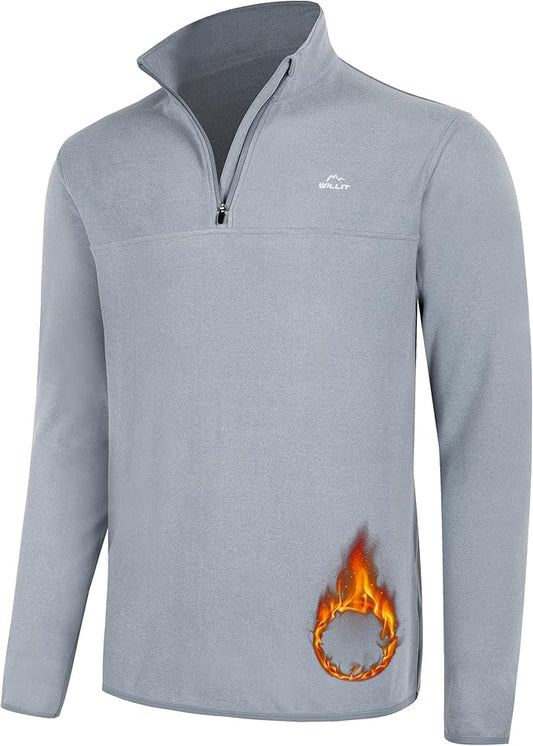 Willit Men's Fleece Pullover Winter Shirts Long Sleeve Quarter Zip Cold Weather Golf Hiking Casual Warm Shirts
