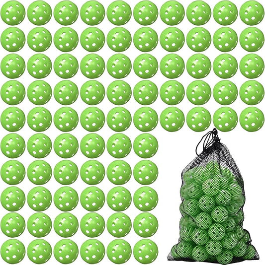80 Pack Practice Golf Balls Limited Flight 42 mm Golf Training Airflow Hollow Plastic Ball for Women Men Indoor Outdoor Driving Range Swing Practice Home