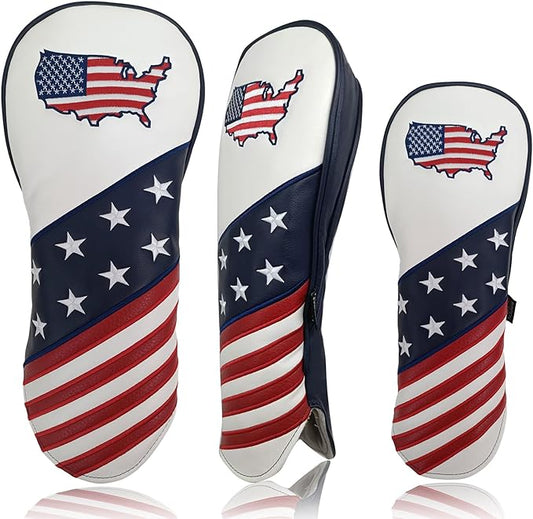 Golf Headcovers for Drivers and Woods – Set of 3 (S/M/L), Leather Club Covers with Magnetic Number Tags, Floral Design, Scratch-Resistant, Fits Most Golf Clubs