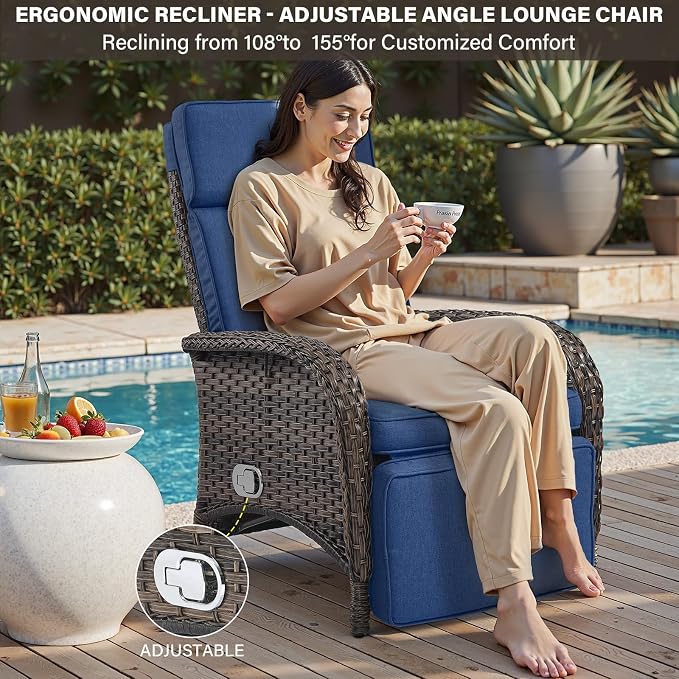 Versatile Outdoor Recliner Chair Set of 3 - Image 3