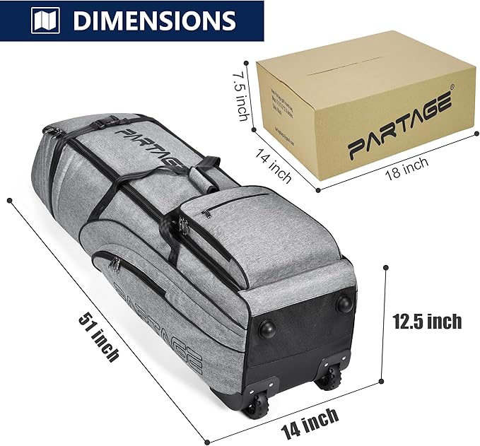 Partage Golf Travel Bag with Wheels, Golf Travel Case for Airlines, 900D Heavy Duty Oxford -Black