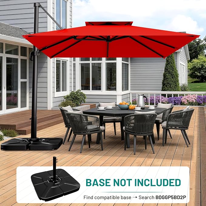 12×12 FT Double-Top Cantilever Patio Umbrella, Outdoor Umbrellas - Image 6