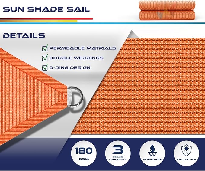 Windscreen4less 5' x 5' x 5' Sun Shade Sail Triangle Outdoor Canopy Cover UV - Image 3