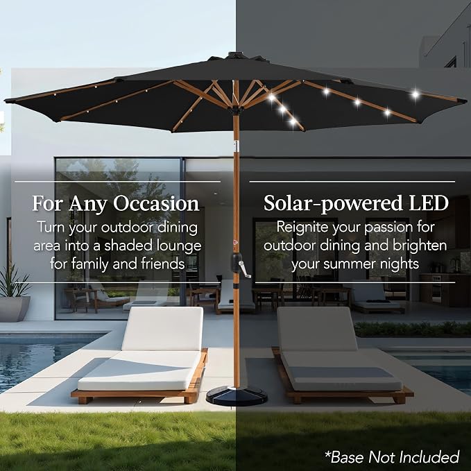 Best Choice Products 10ft Solar Market Patio Umbrella w/Woodgrain Pattern Pole - Image 4