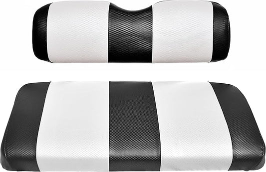 Seat Cover Replacement for Yamaha Drive or G-29 Golf Cart - Front Bench Seat - Premium Marine Vinyl - 5 Panel Stitching - Staple On Installation - Two-Tone Golf Cart Seat Covers (Black & White)