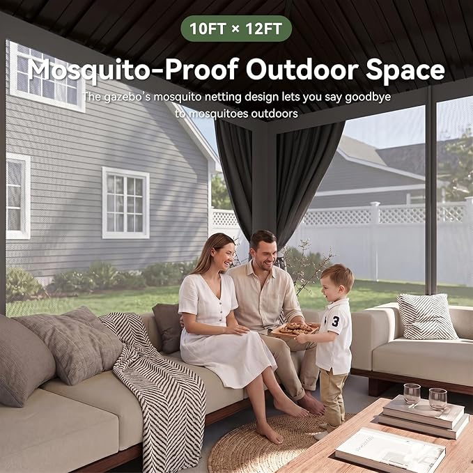 Aoxun Gazebo 10x12 Hardtop Gazebo - Image 3