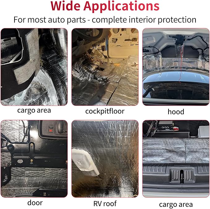 197mil 36sqft Sound Deadening Mat, Heat Shield Automotive Carpet Car Insulation Foam Board Sound Dampening, Aluminum Foil Finish Noise Insulation and Vibration Dampening Material