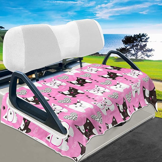 YOKYHOM Golf Cart Seat Covers,Blue White Plaid Golf Cart Seat Towel Blanket Keeps Seat Comfortable and Clean, 100% Microfiber, 51''x 31'', for EZGO, Yamaha, Club Car and More 2-Seat Golf Carts