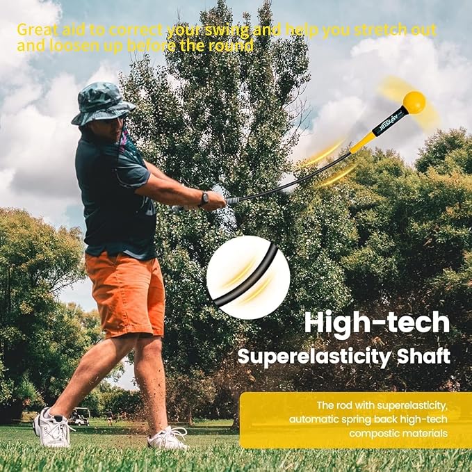 Golf Swing Trainer Aid - Golf Training aid with Grip Trainer Training Equipment, Power Flex Swing Training aid for Strength,Balance, and Tempo Swing Speed Trainer