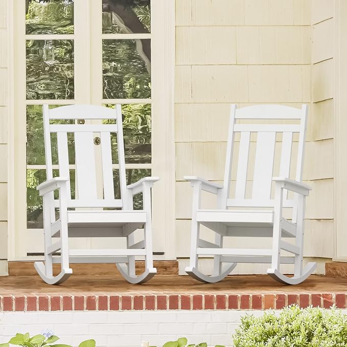 LUE BONA Outdoor Rocking Chairs Set of 2, Weather Resistant HDPS Poly Rocker - Image 3