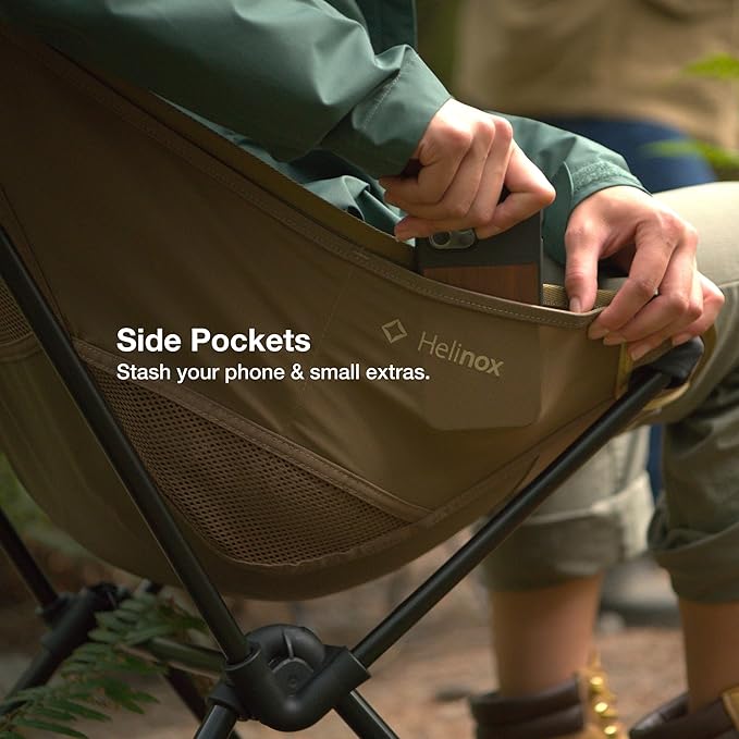 Helinox Sunset Chair Lightweight High-Back Collapsible Camping Chair Black, 3.4Ibs Outdoor Chairs, Picnic Chair, Portable Camping Chair, with Side Pockets