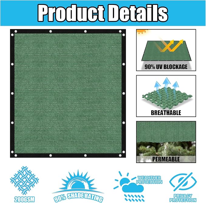 Amagenix 90% Pergola Shade Cover 6' X 15' Sun Shade Cloth - Image 3