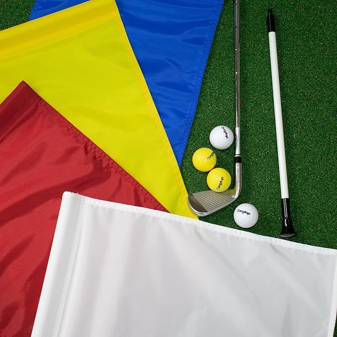 KINGTOP Golf Flag 20x14 Inch - Plain White, 420D Nylon, Tube Inserted - Standard Putting Green Flags for Backyard Practice, Golf Courses, Country Club, 9-Pack