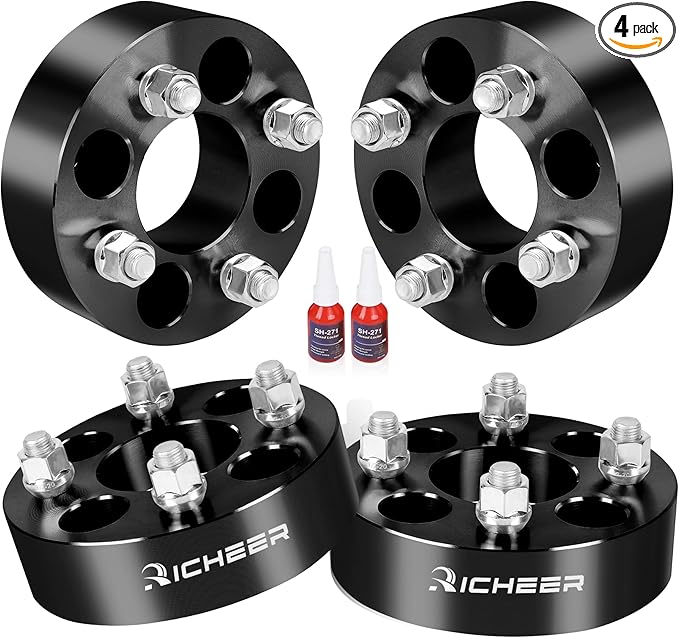Richeer 4x4 Wheel Spacers for EZ GO EZGO Club Car Golf Carts and ATV Vehicles, 4 PCS 1.5 inch 4x101.6mm Wheel Spacers with 1/2 x20 Studs & 62mm Center Bore