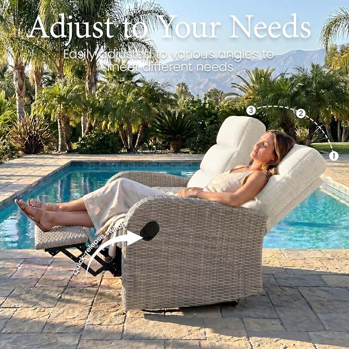 Oversized 2 Pieces Wicker Outdoor Recliner Loveseat - Image 6