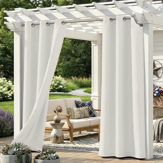Set of 6 Outdoor Curtains for Patio Waterproof, Breathable Grommet Panels for by Sunshelf