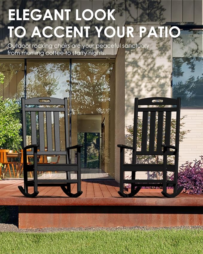 Outdoor Rocking Chair, All-Weather Resistant Poly Lumber Rocker Chair Outdoor - Image 6