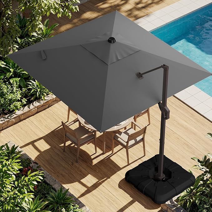 10x10FT Cantilever Outdoor Umbrella, 360° Rotating Large Offset Square Patio by ZLACUIU