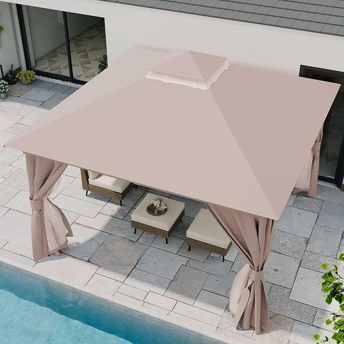12'x12' Outdoor Gazebo, Heavy Duty Metal Frame Patio Canopy - Image 4