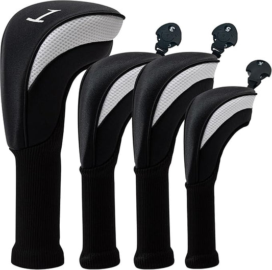 Golf Head Covers for Fairway Woods Driver Hybrids 5 Pieces Nylon Mesh Sports Fan Golf Club Headcovers-Golf Accessories for Men Women.