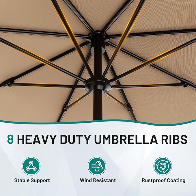 9 FT Patio Umbrella for Outdoor, Outdoor Table Umbrella - Image 3