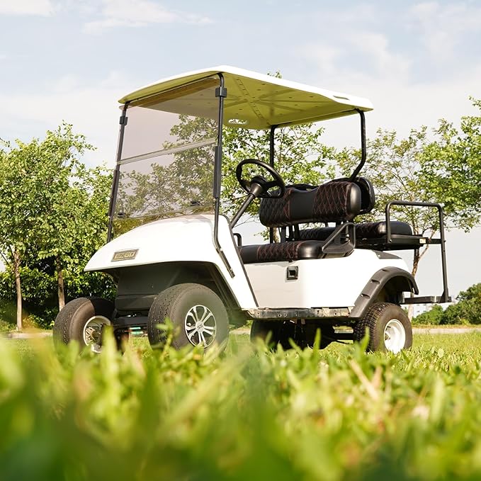 4PCS Golf Cart Diamond Seat Covers Kit, Fits EZGO TXT 1994-2013 Golf Cart Vinyl Replacement Seat Cover （Black Stitching, No Stapler, Easy to Clean）