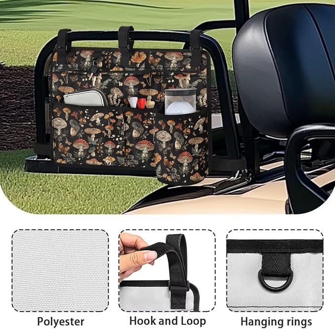 Fashion Golf Cart Rear Seat Organizer Lightweight Storage Bag Accessories for Club Car, Wheelchair and Walker