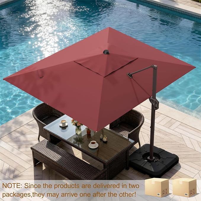 9' X 12' Cantilever Patio Umbrella Rectangle Outdoor Umbrella - Image 2