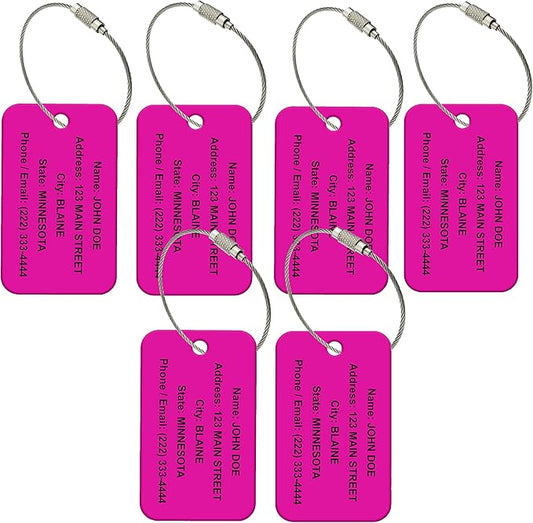 Custom Luggage Tags for Travel – Durable High-Visibility Acrylic Tags for Suitcases, Backpacks, & Luggage Sets, Includes Wire Ring Loop for Easy Attachment