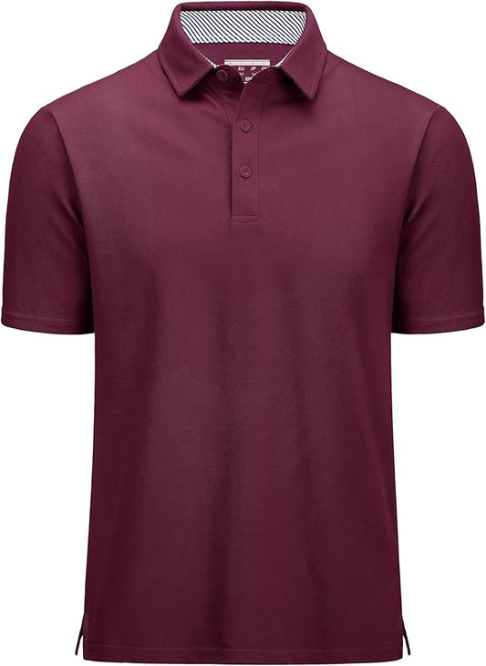 MAGCOMSEN Men's Polo Shirts Short Sleeve Cotton Pique 3 Button Classic Fit Casual T-Shirt Performance Golf Shirts