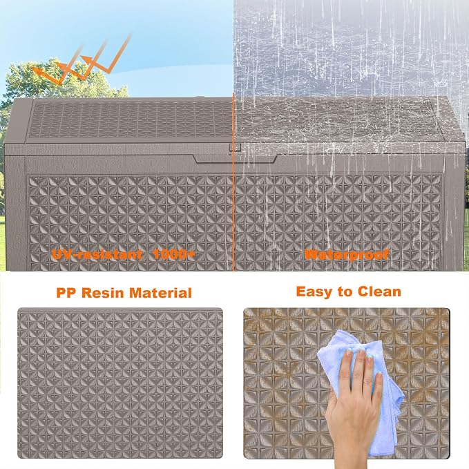 120 Gallon Waterproof Outdoor Resin Deck Box, Lockable Storage Container - Image 2