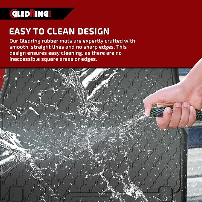 Gledring USA Custom Fit All-Weather Rubber Floor Mats Intended for Volkswagen ID.7 Electric SUV 2024, No Trimming Required, Tailored Custom Fit, Protects from Rain, Mud, & Snow.