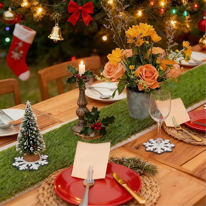 GLOBREEN Artificial Grass Table Runner 72 Inches Green Christmas Mantle Decor Table Centerpiece Football Golf Party Decorations Faux Turf for Wedding Birthday Dining Baby Shower