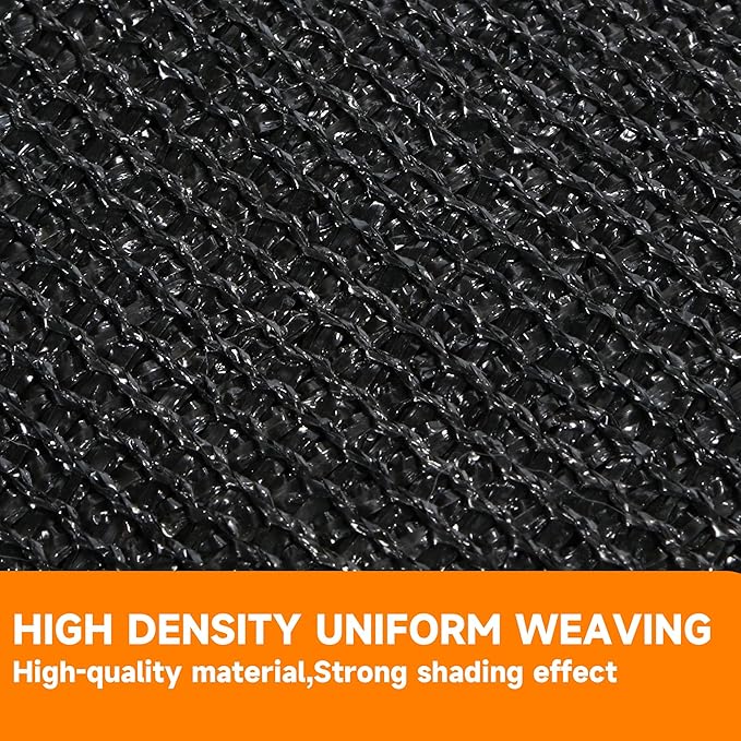 90% Shading Rate 10'x20' Black Shade Cloth, UV Resistant Durable Mesh Tarp - Image 4