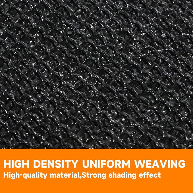 90% Shading Rate 8'x10' Black Shade Cloth, UV Resistant Durable Mesh Tarp - Image 4