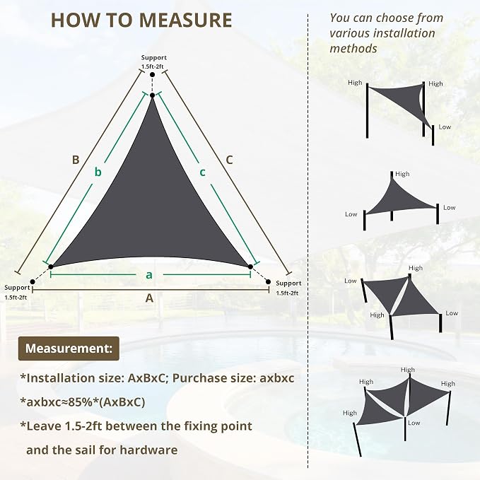 12'x12'x12' Triangle Sun Shade Sail - Image 4